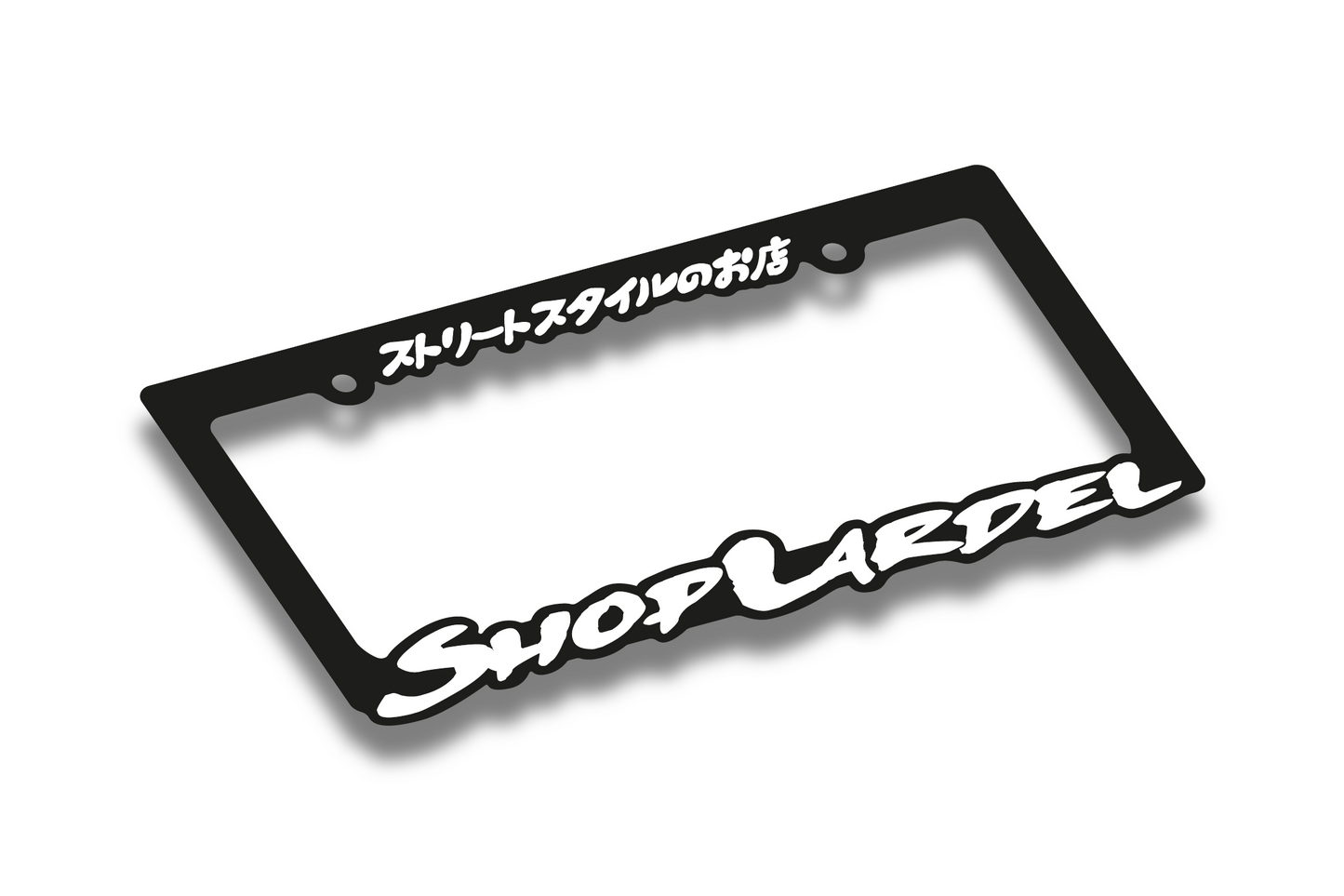 WHITE SHOP LARDEL LICENSE PLATE FRAME