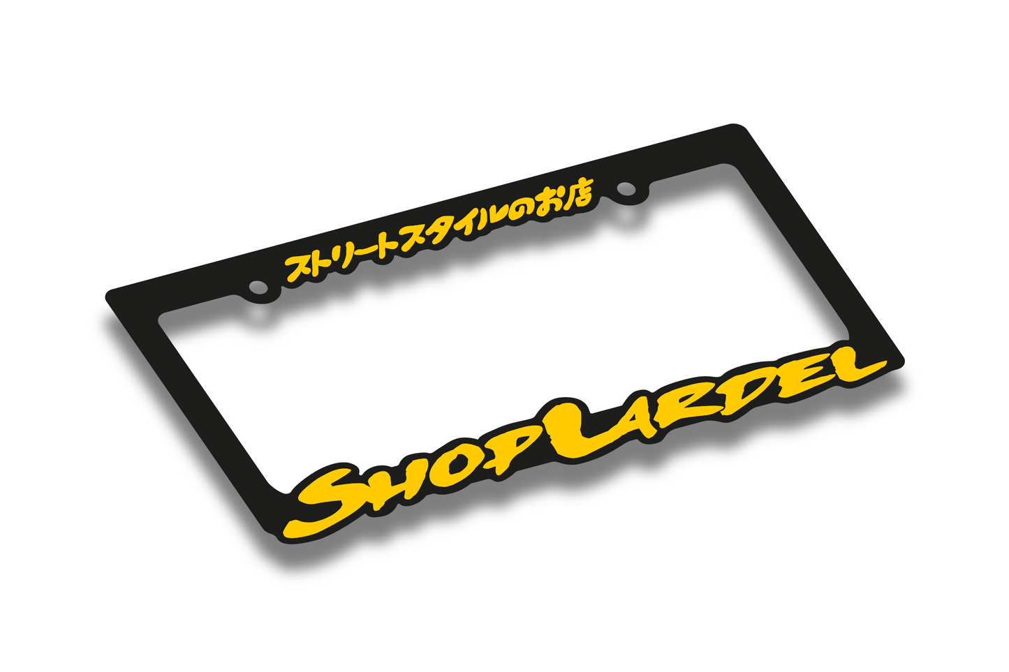 YELLOW SHOP LARDEL LICENSE PLATE FRAME